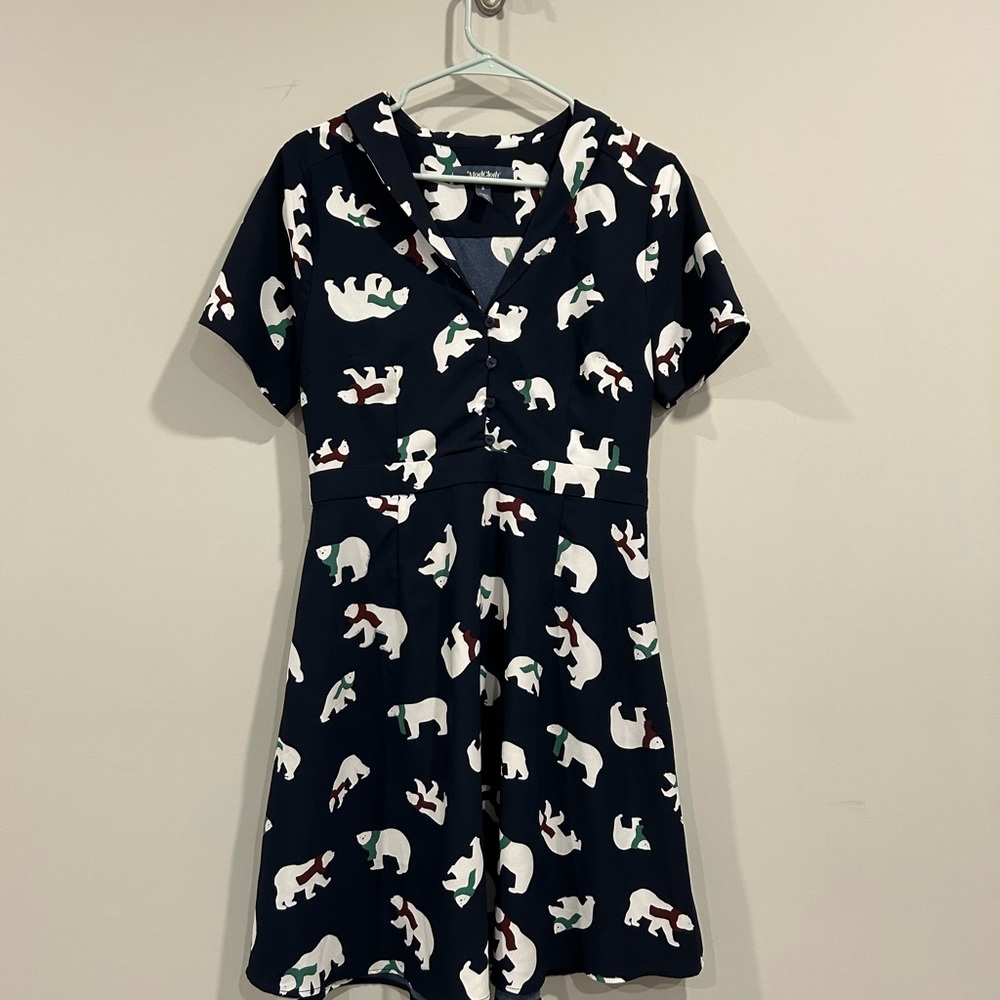 Polar bear dress navy background